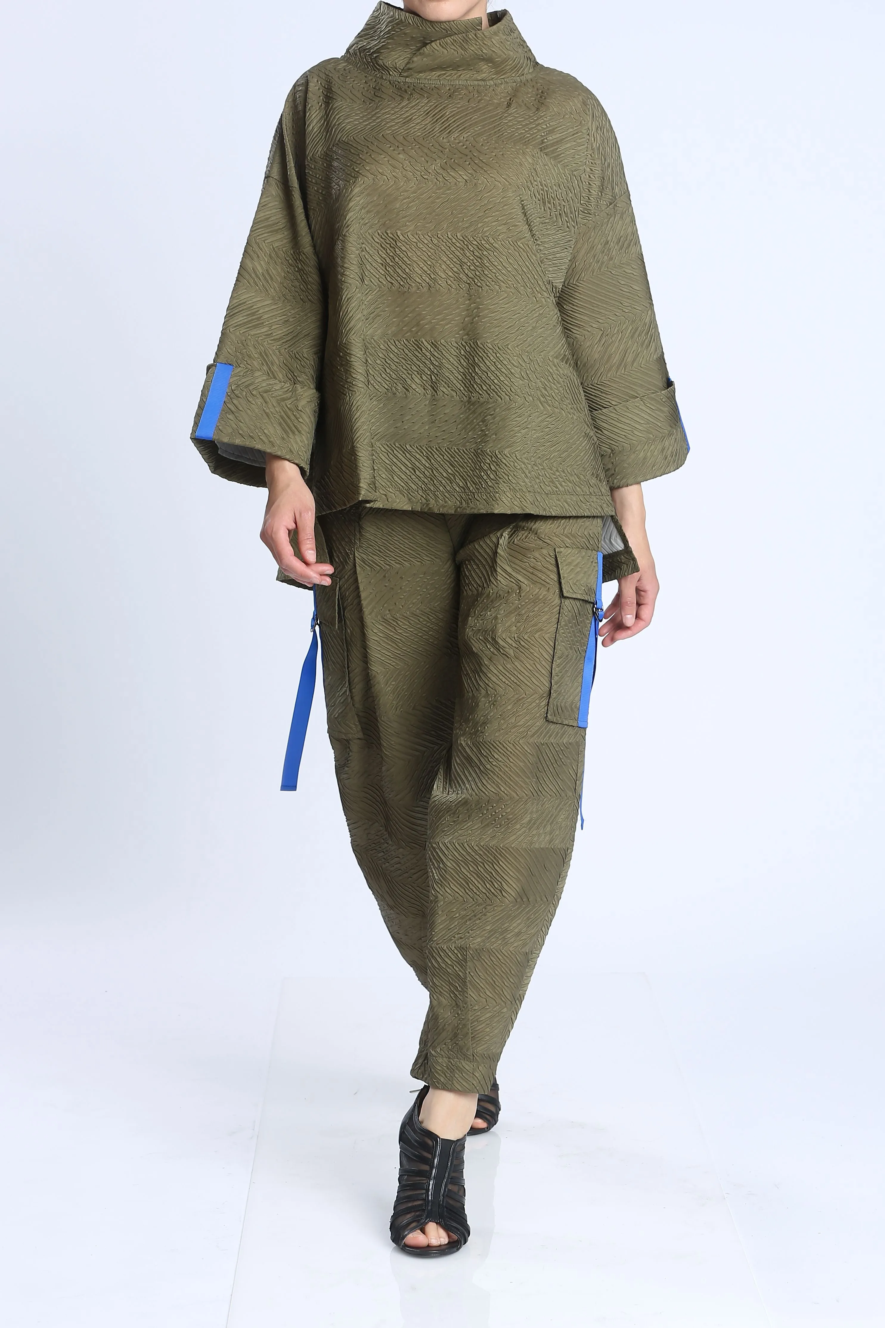 Olive Plus Size Contrast Tape Detail Cargo Pants