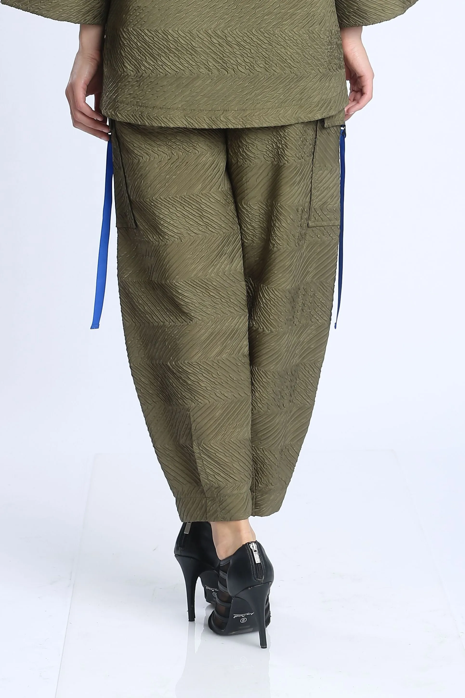 Olive Plus Size Contrast Tape Detail Cargo Pants