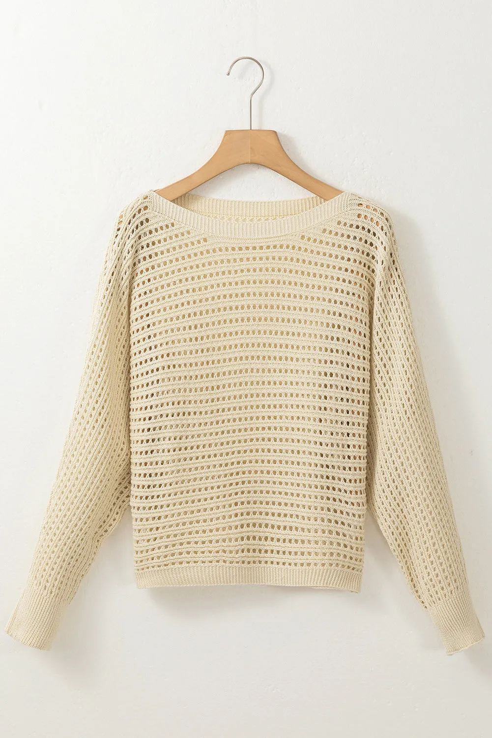 Open Knit Bracelet Sleeve Sweater