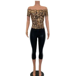 Peggy Bundy Costume - Leopard Top w/ Black Metallic Crops Outfit