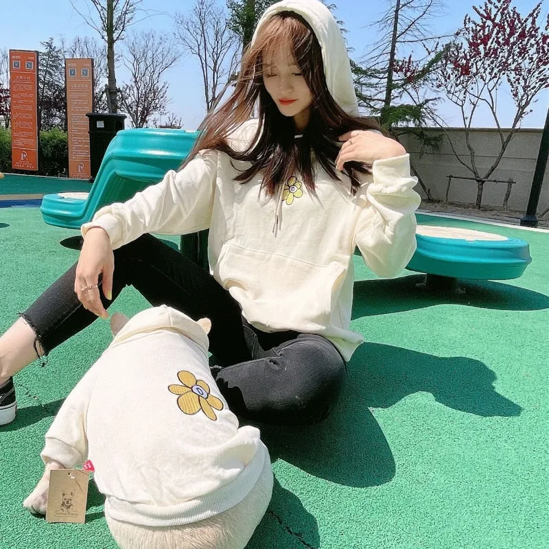 Pet  and Dog Owner Matching Clothes with Cute Flower