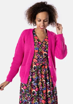 Pink Cable Sleeve Cardigan