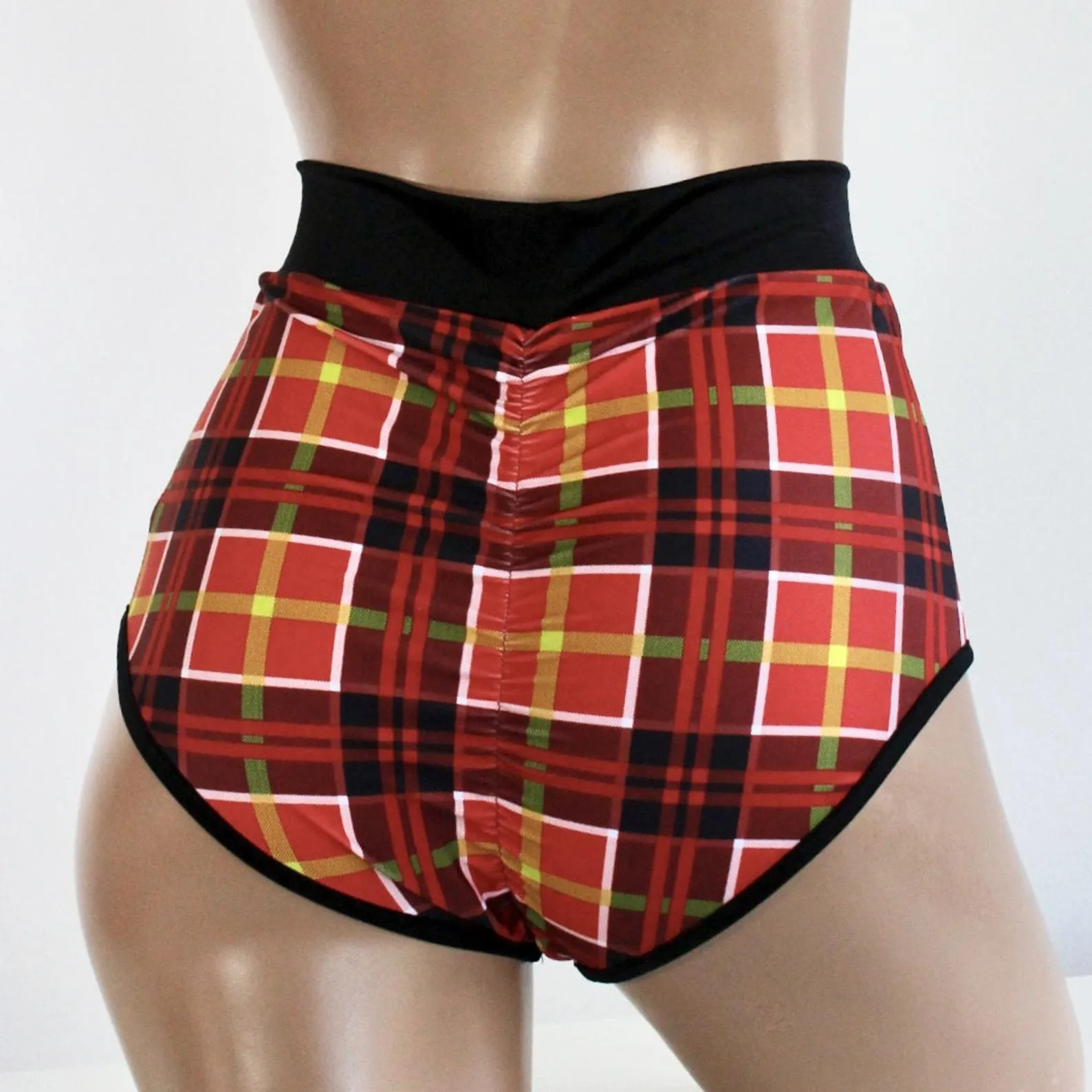 Plaid Highwaist Pin-Up Bottoms in Red