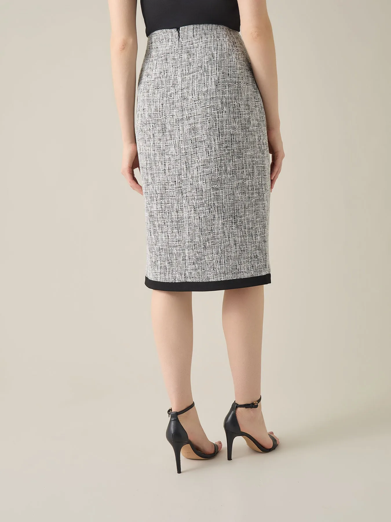 Plus Colorblock Skimmer Skirt, Tweed