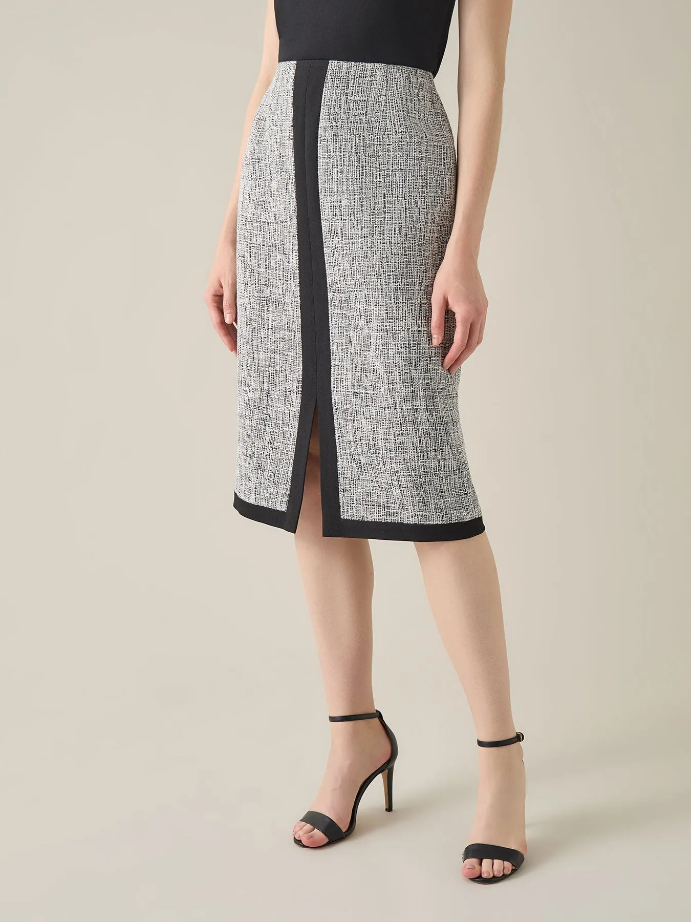 Plus Colorblock Skimmer Skirt, Tweed