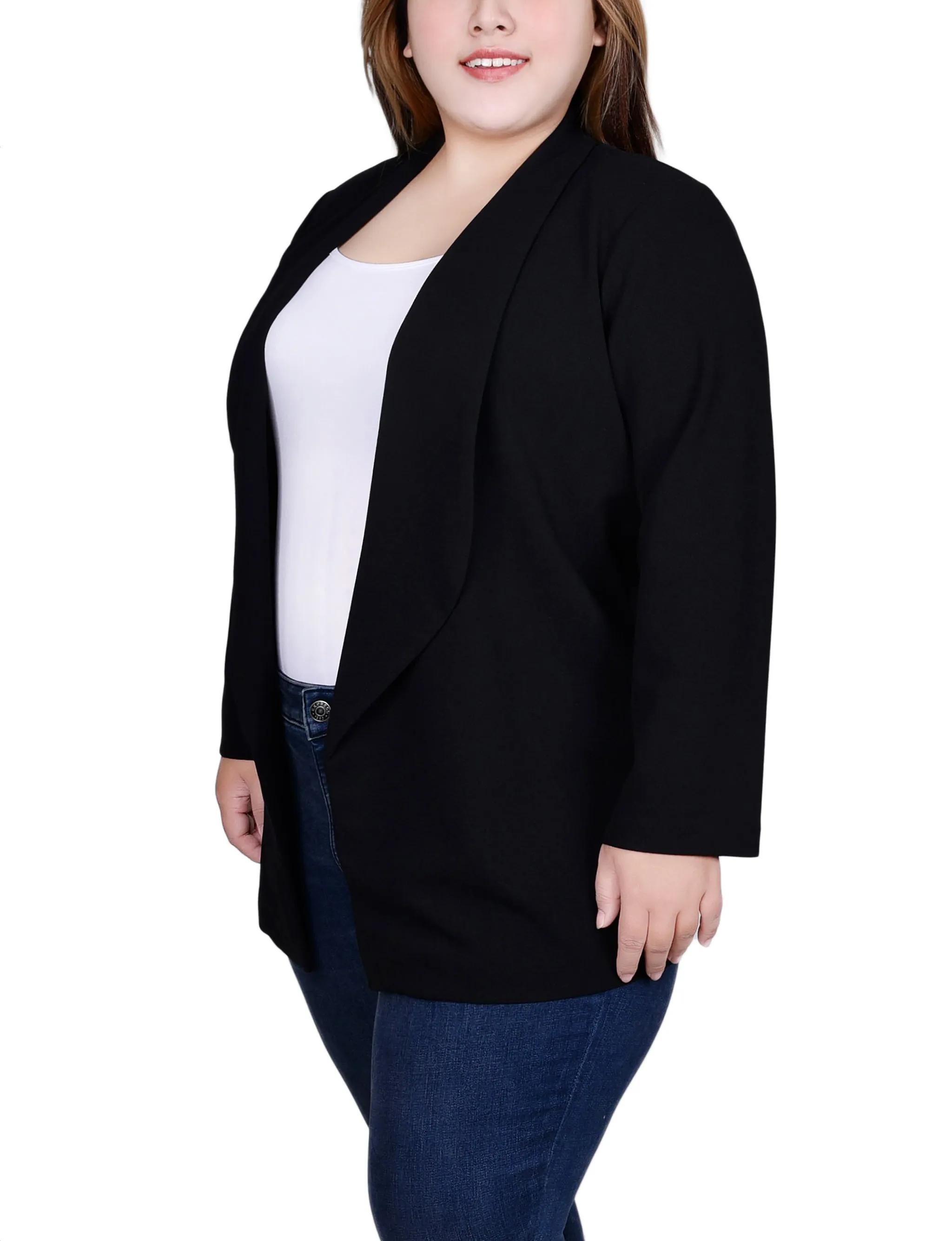 Plus Size Long Sleeve Ponte Jacket