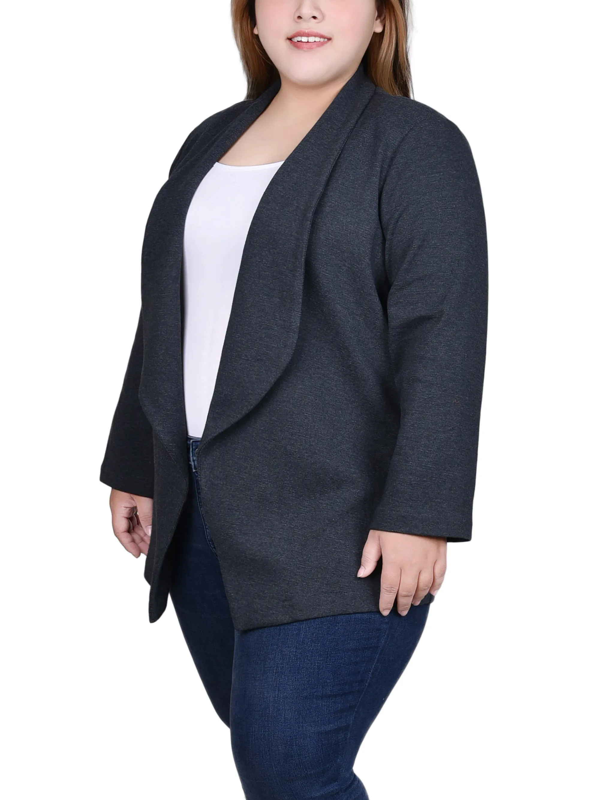 Plus Size Long Sleeve Ponte Jacket