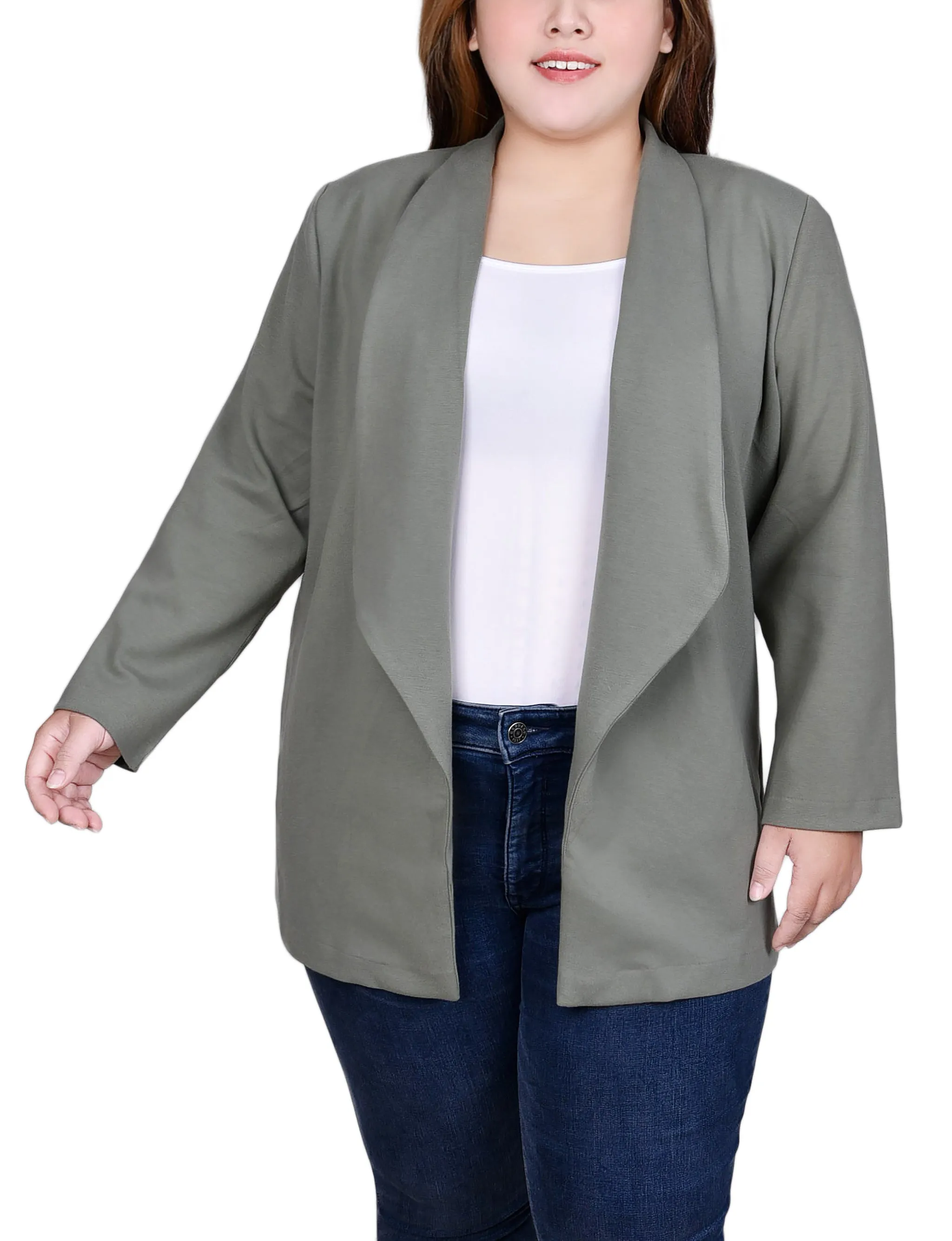 Plus Size Long Sleeve Ponte Jacket