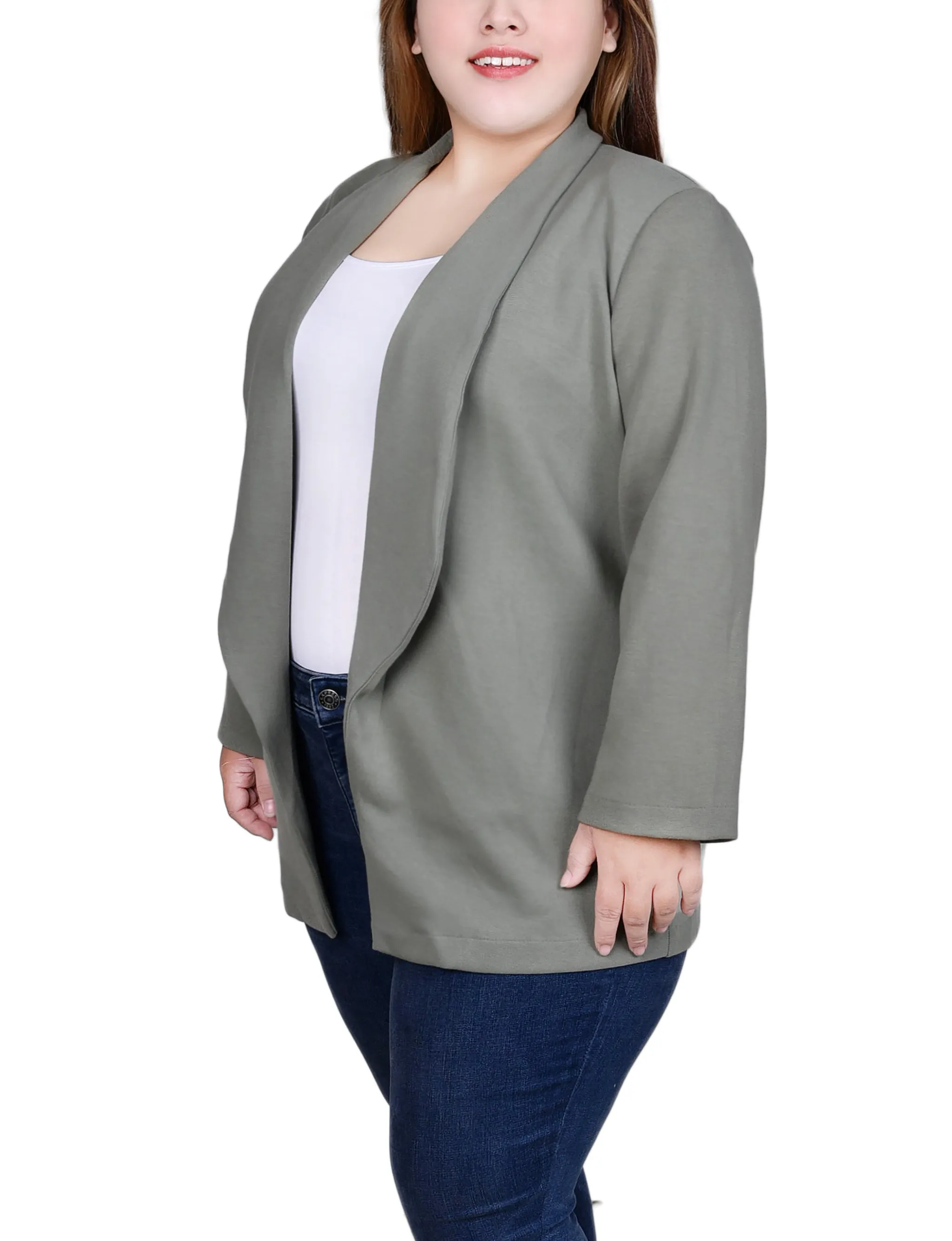 Plus Size Long Sleeve Ponte Jacket