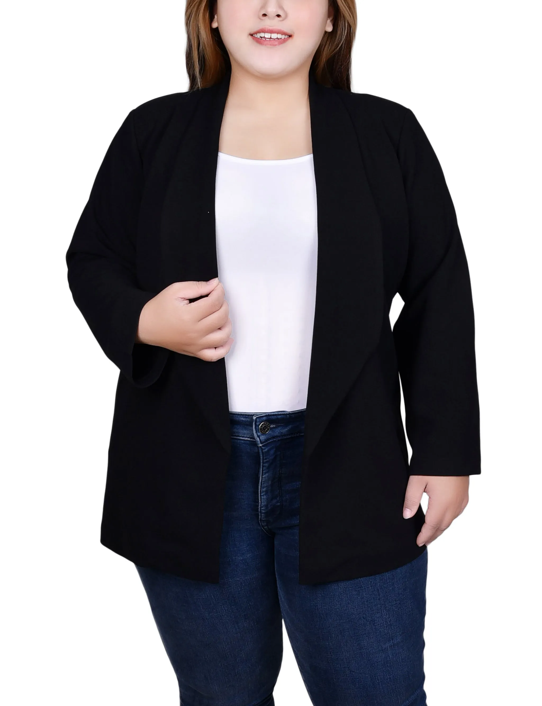 Plus Size Long Sleeve Ponte Jacket