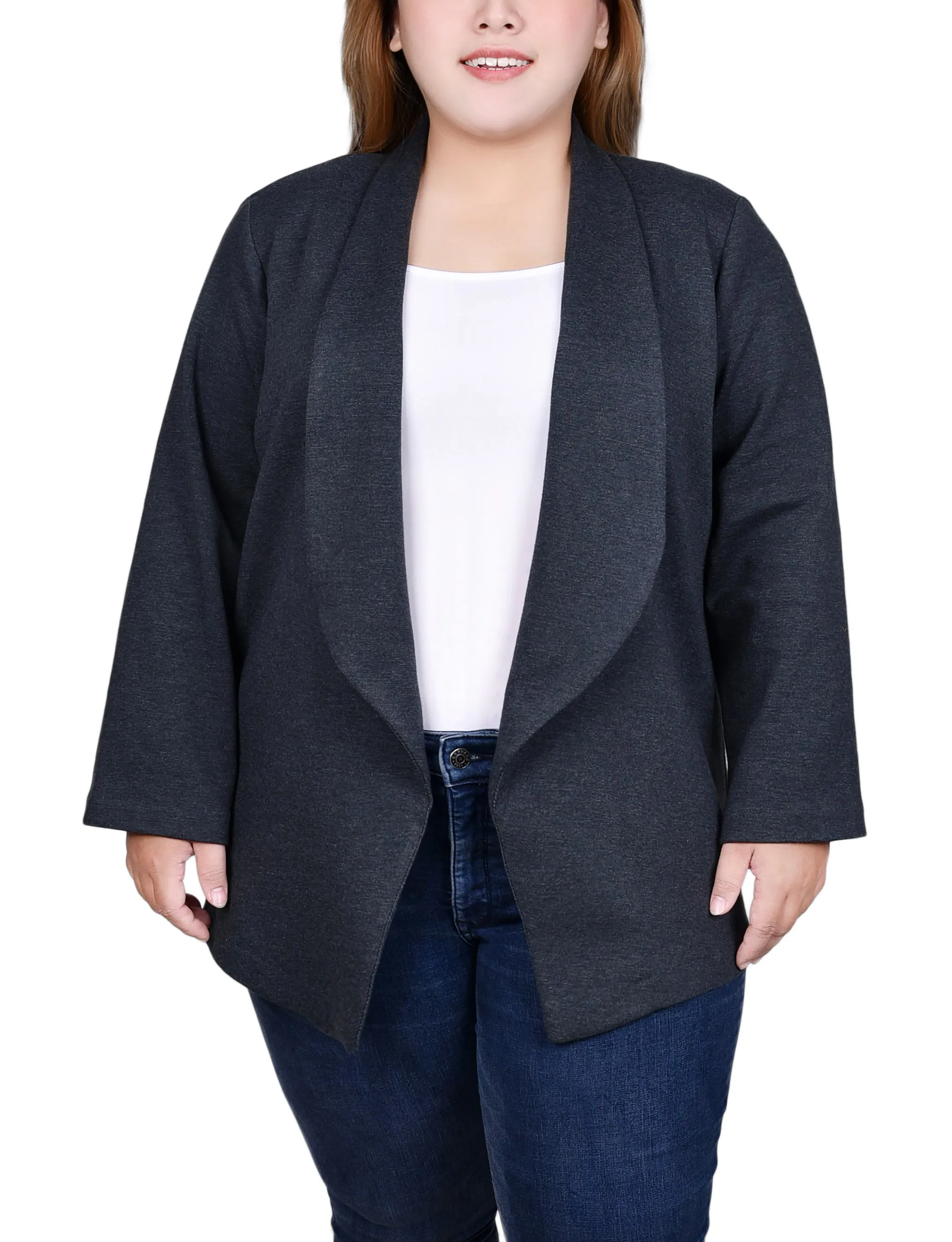 Plus Size Long Sleeve Ponte Jacket