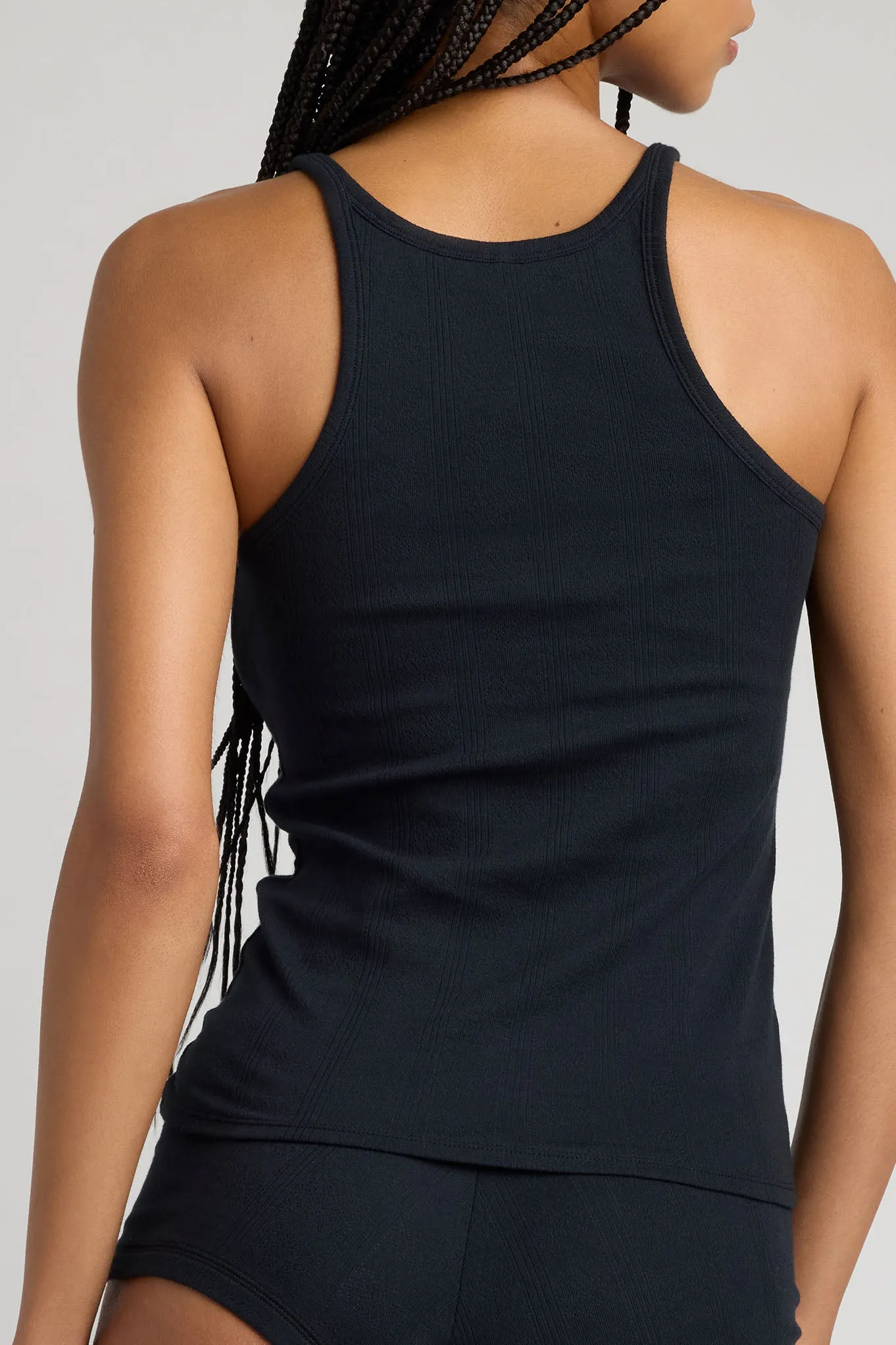 Pointelle Tank in Black