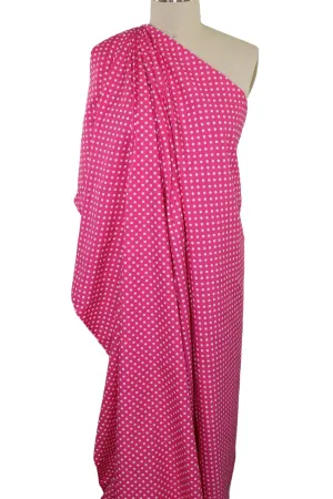 Polka Dot Cotton Poplin - White on Pink