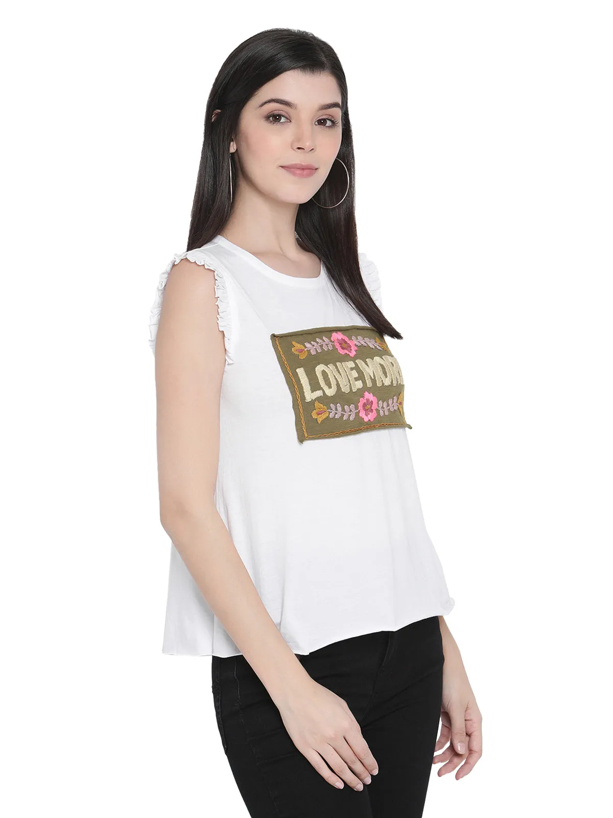 PORSORTE Women's Cotton Jersey Love You Graphic Top