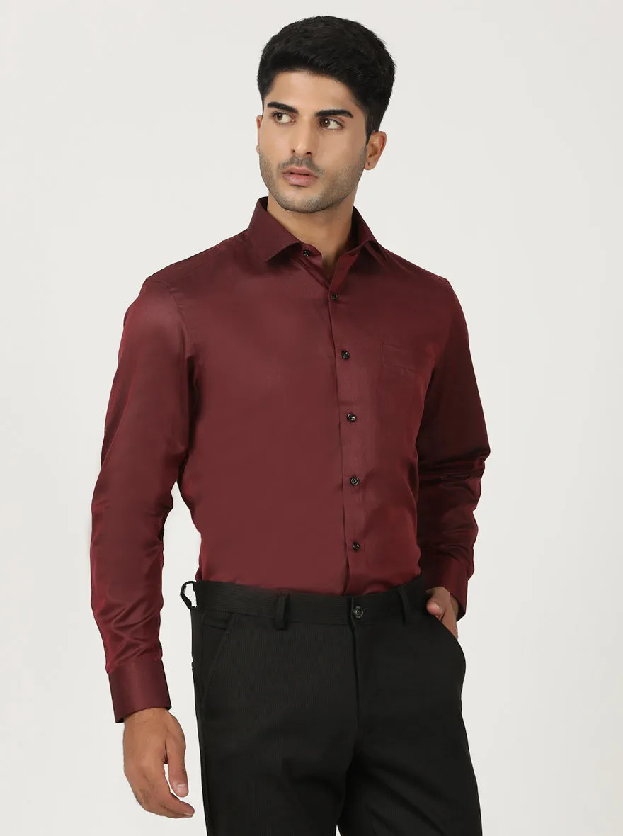 Red Solid Slim Fit Formal Shirt | Greenfibre