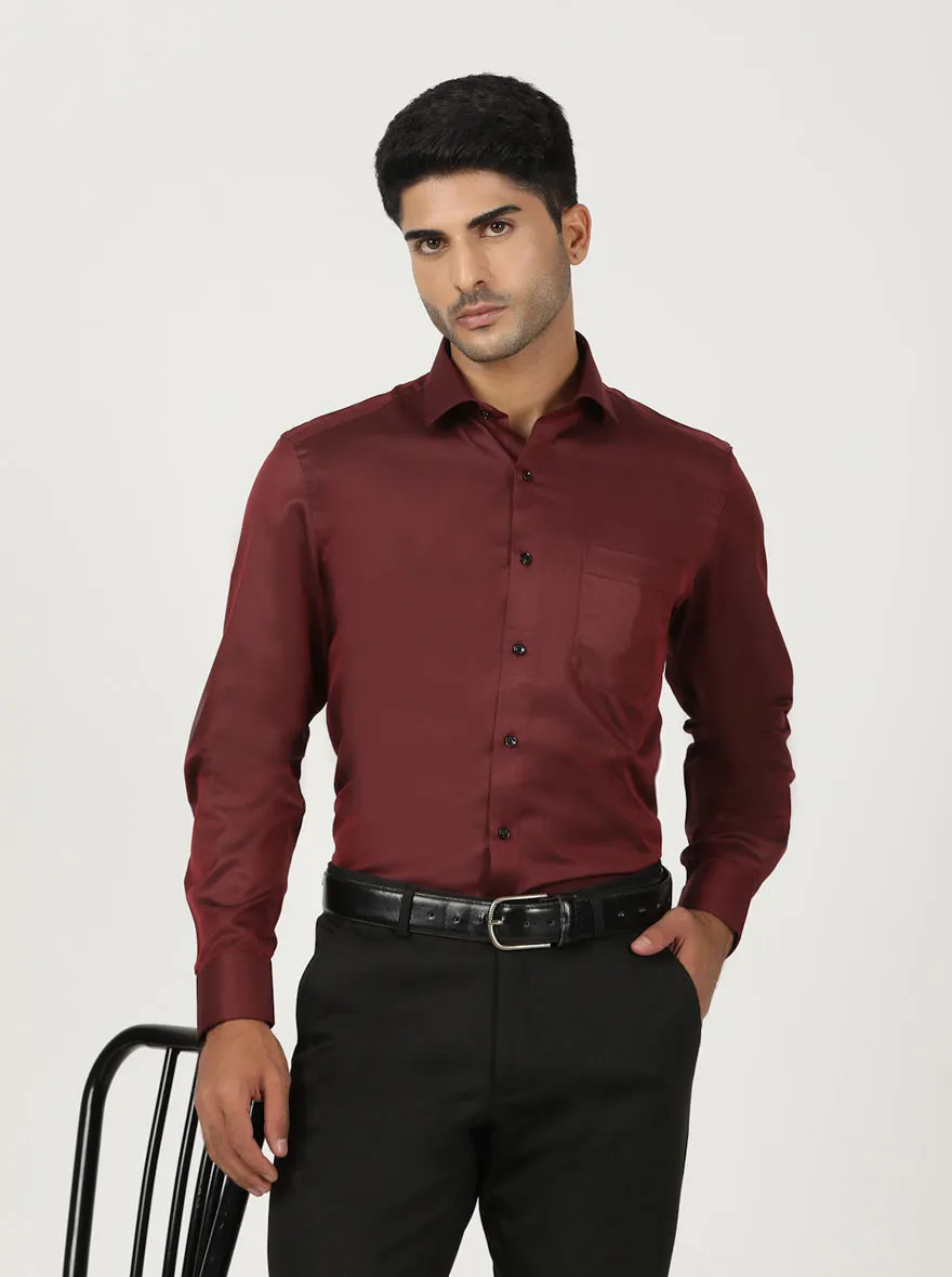 Red Solid Slim Fit Formal Shirt | Greenfibre