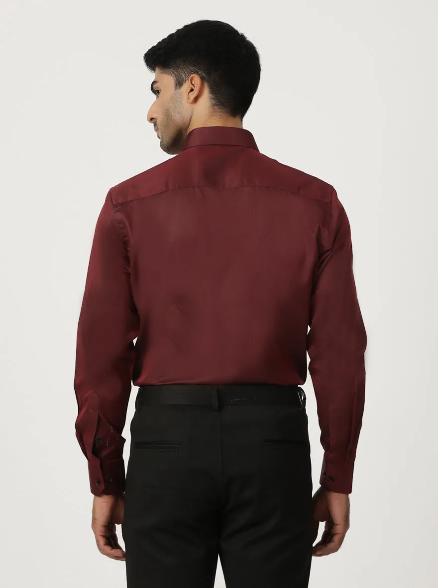 Red Solid Slim Fit Formal Shirt | Greenfibre