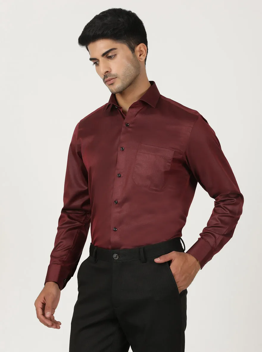 Red Solid Slim Fit Formal Shirt | Greenfibre