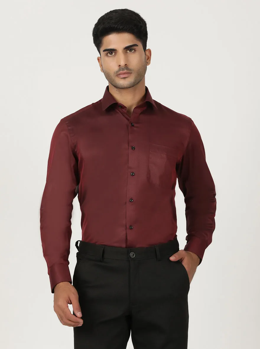 Red Solid Slim Fit Formal Shirt | Greenfibre