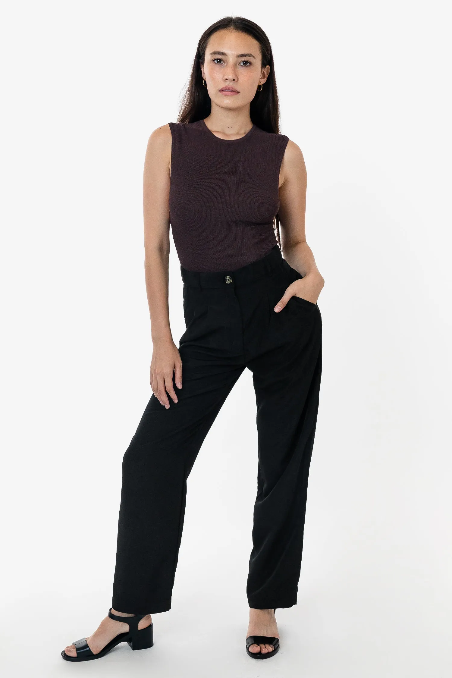 RSAPP350 - Poly Pleated Straight Leg Pant