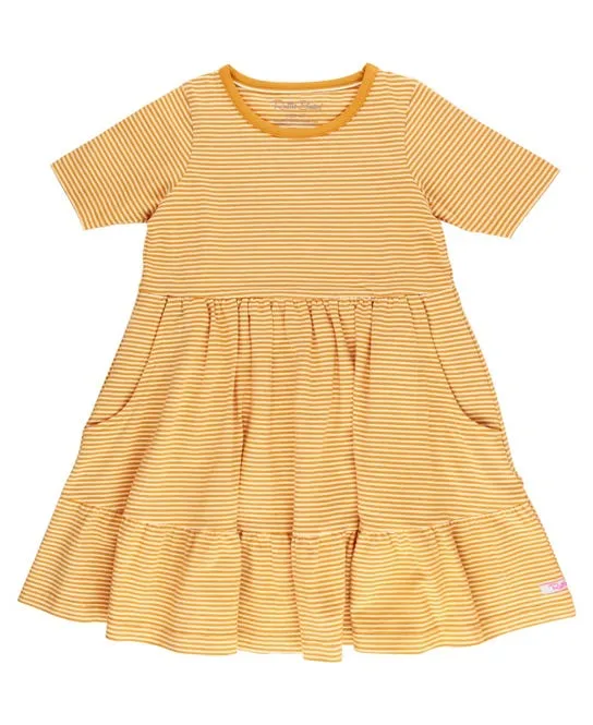 Ruffle Butts- Honey Striped Dress