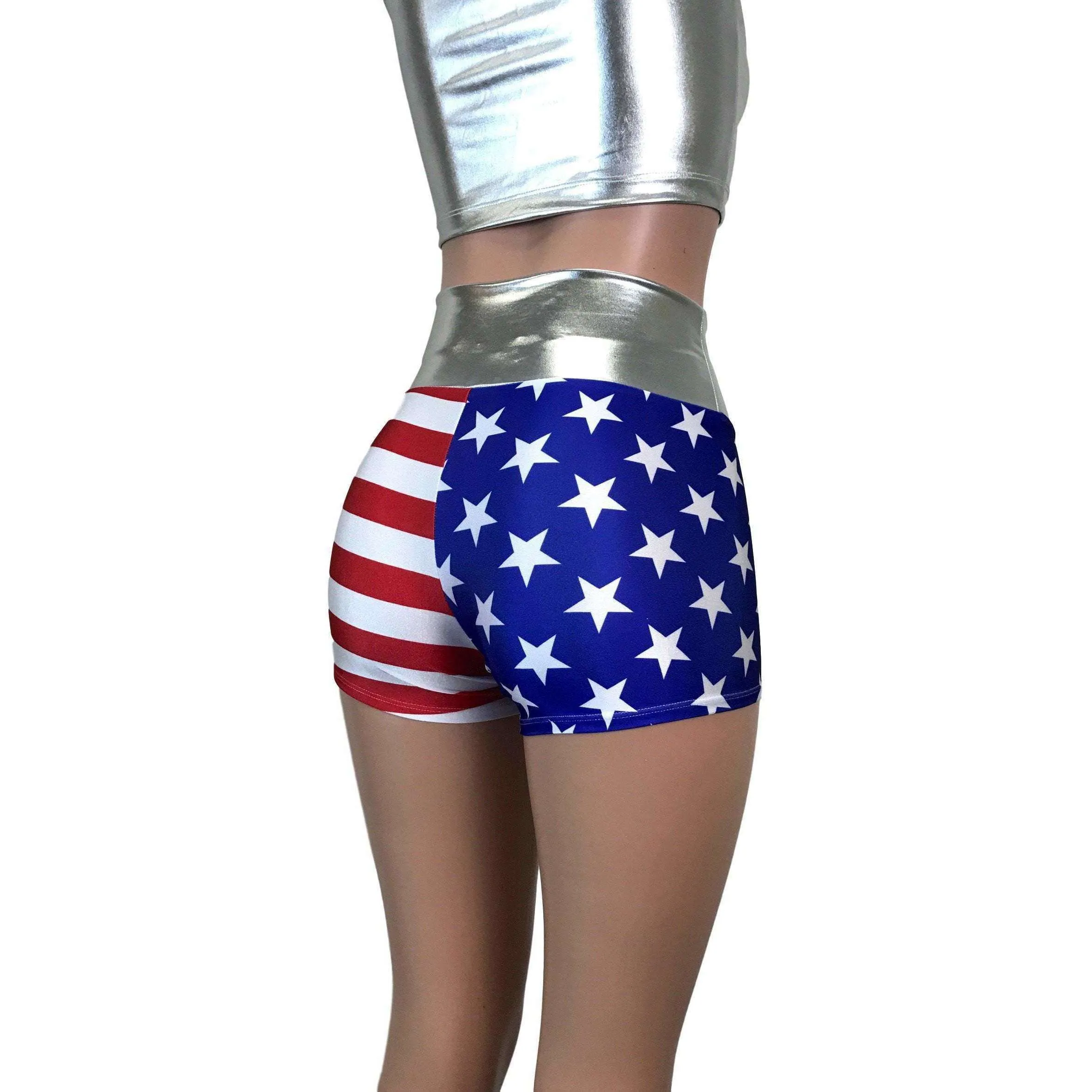 SALE - High Waisted Booty Shorts - Stars & Stripes