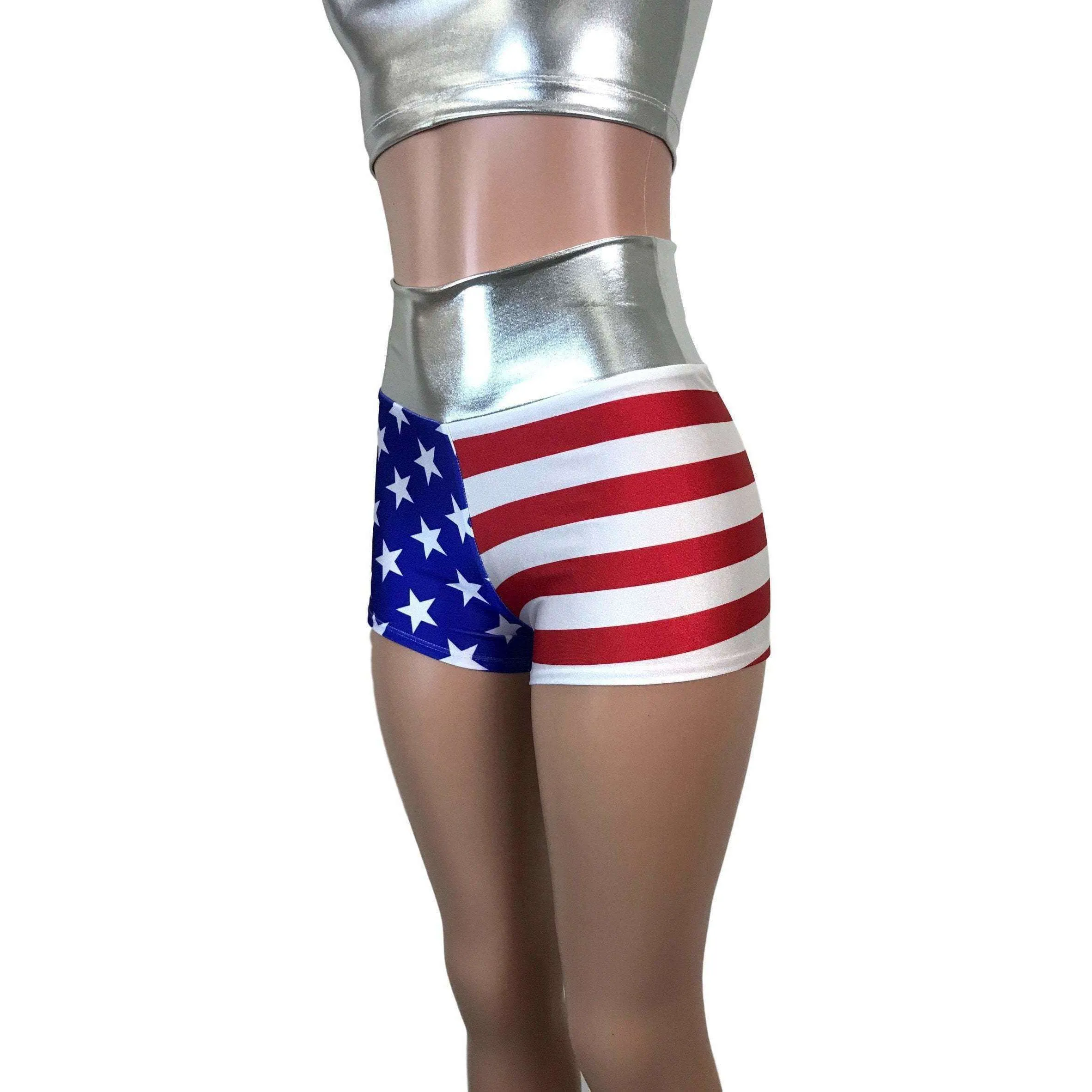 SALE - High Waisted Booty Shorts - Stars & Stripes