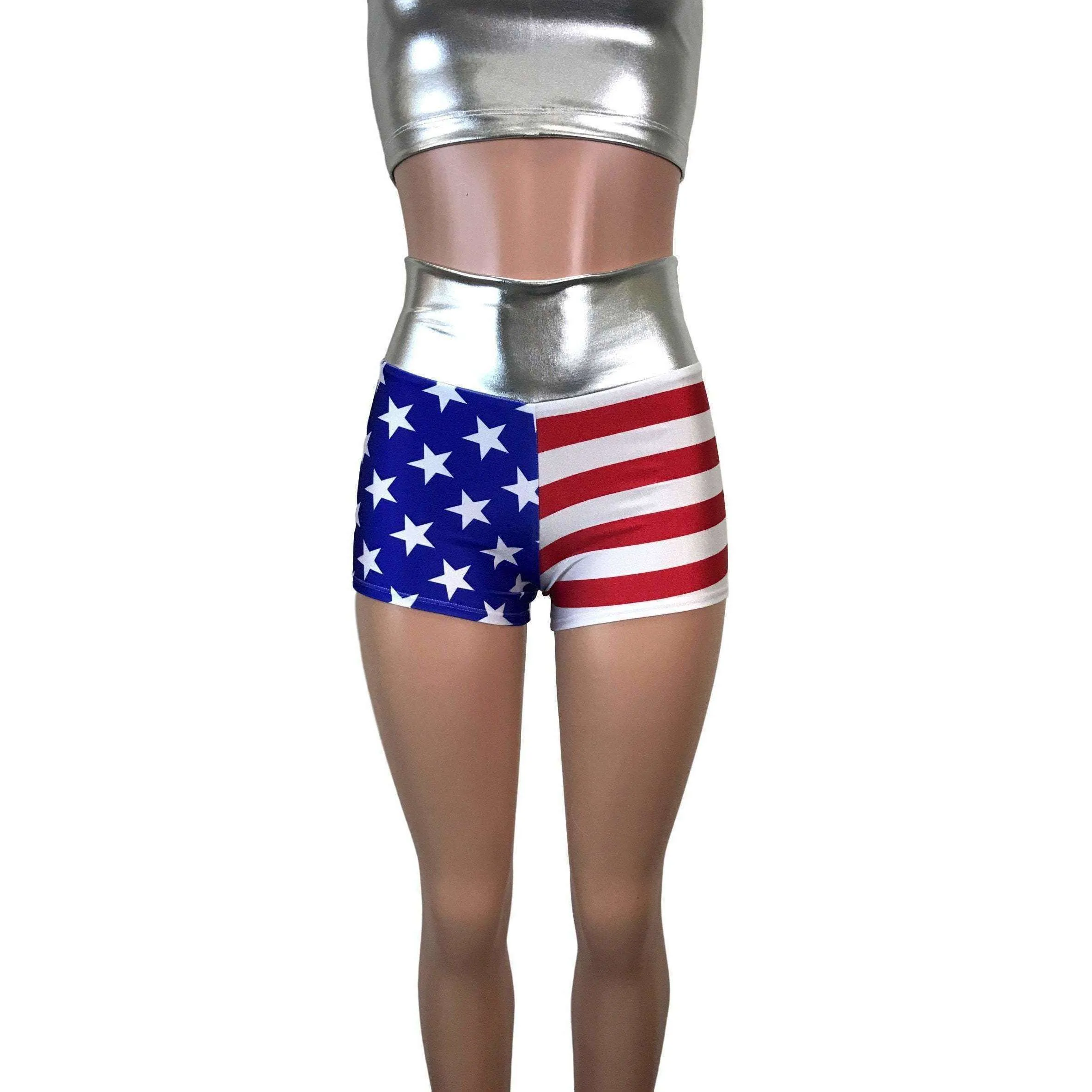 SALE - High Waisted Booty Shorts - Stars & Stripes