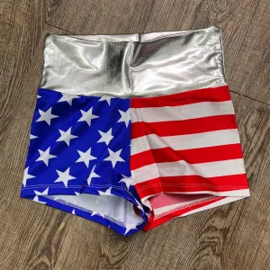 SALE - High Waisted Booty Shorts - Stars & Stripes