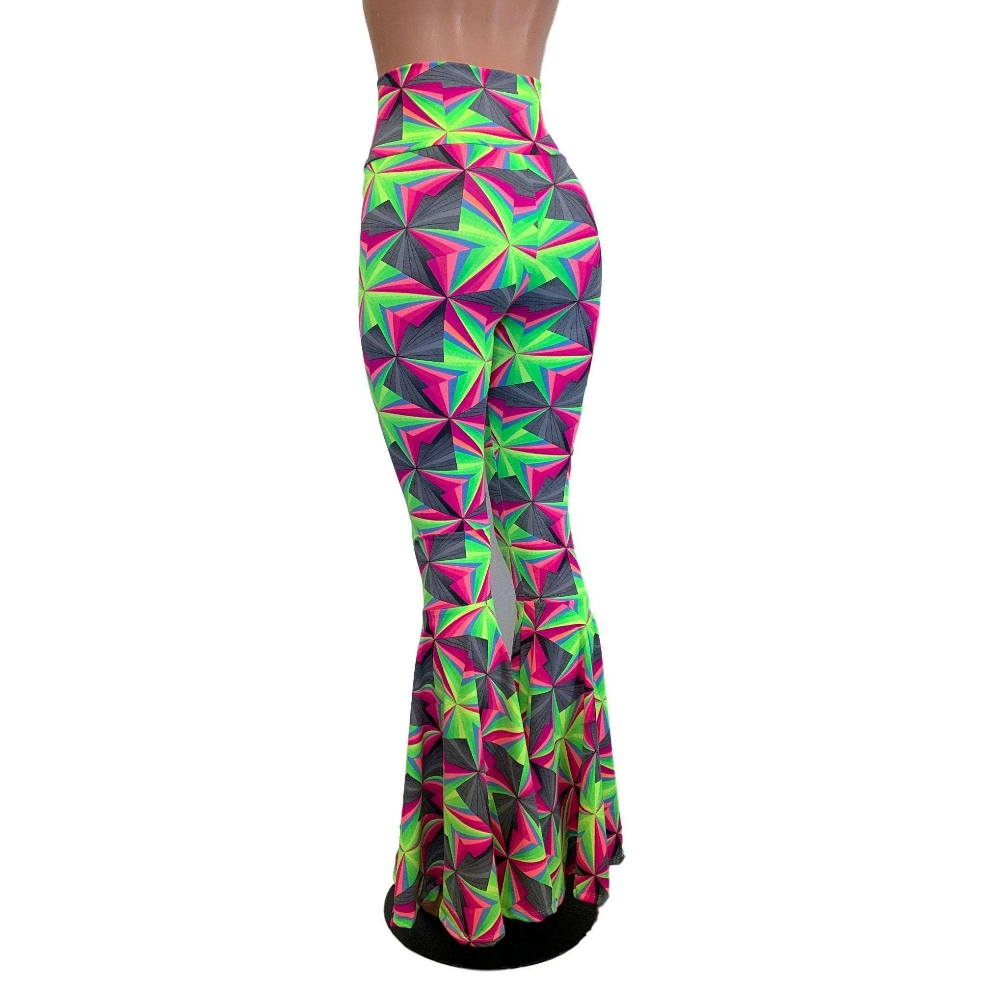 SALE - Lace-Up High Waist Bell Bottoms - Optima Neon