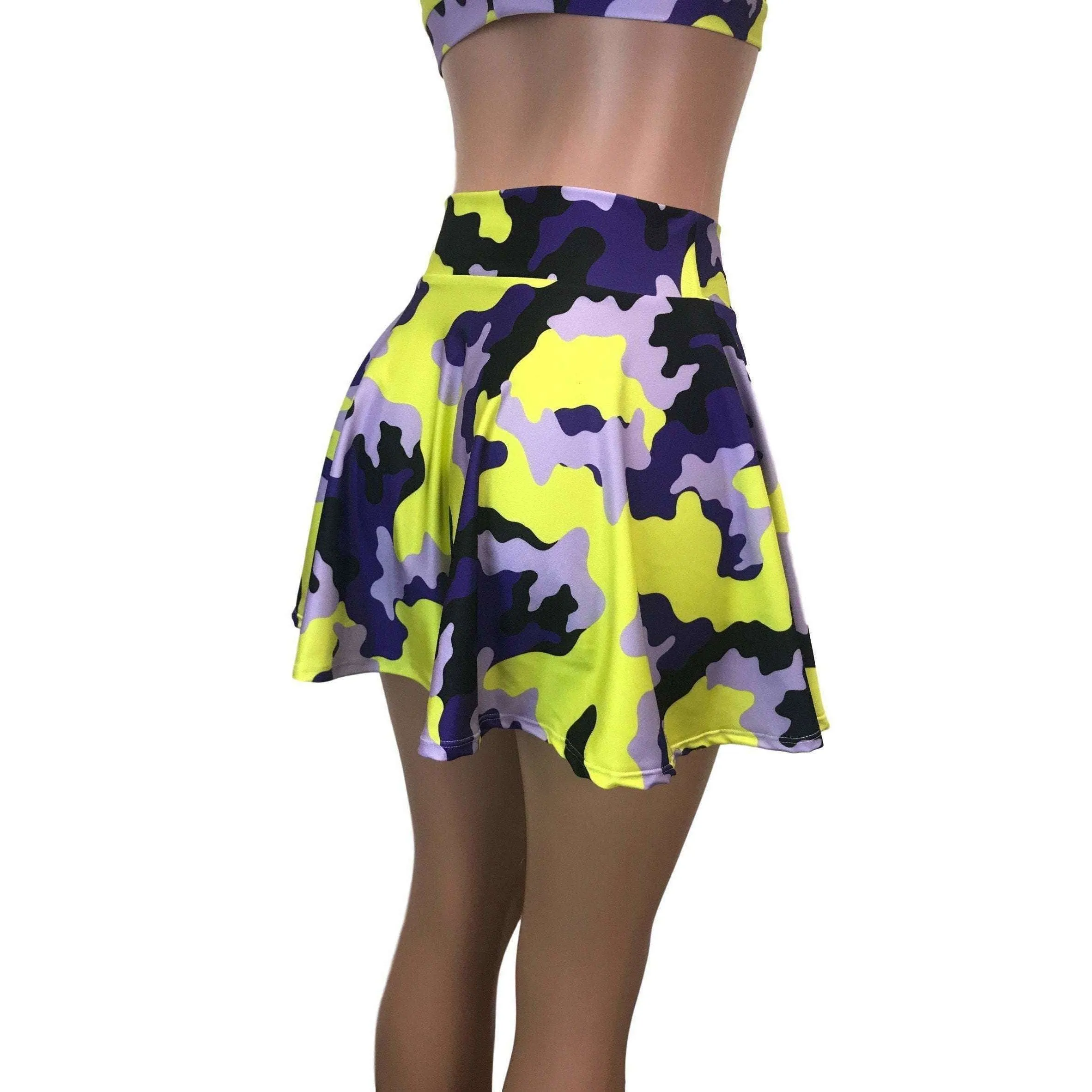 SALE - Skater Skirt - Purple/Yellow Camo