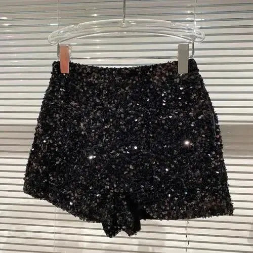 Sequins Nightclub Hot Pants with Appliques and Sequins | High-Waisted Loose Shorts