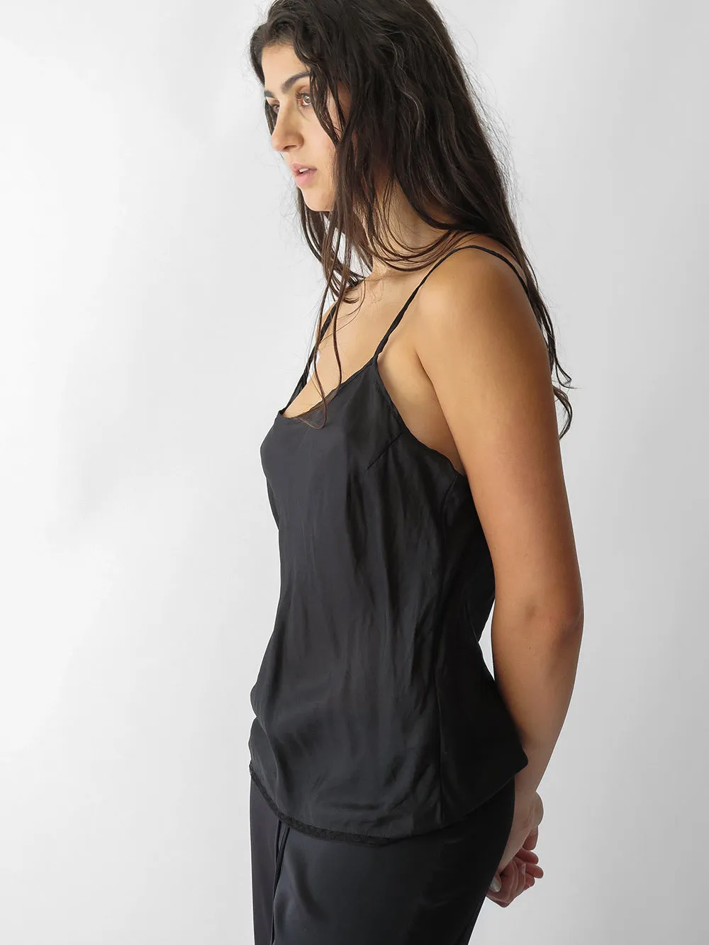 Simone Silk Camisole in Black