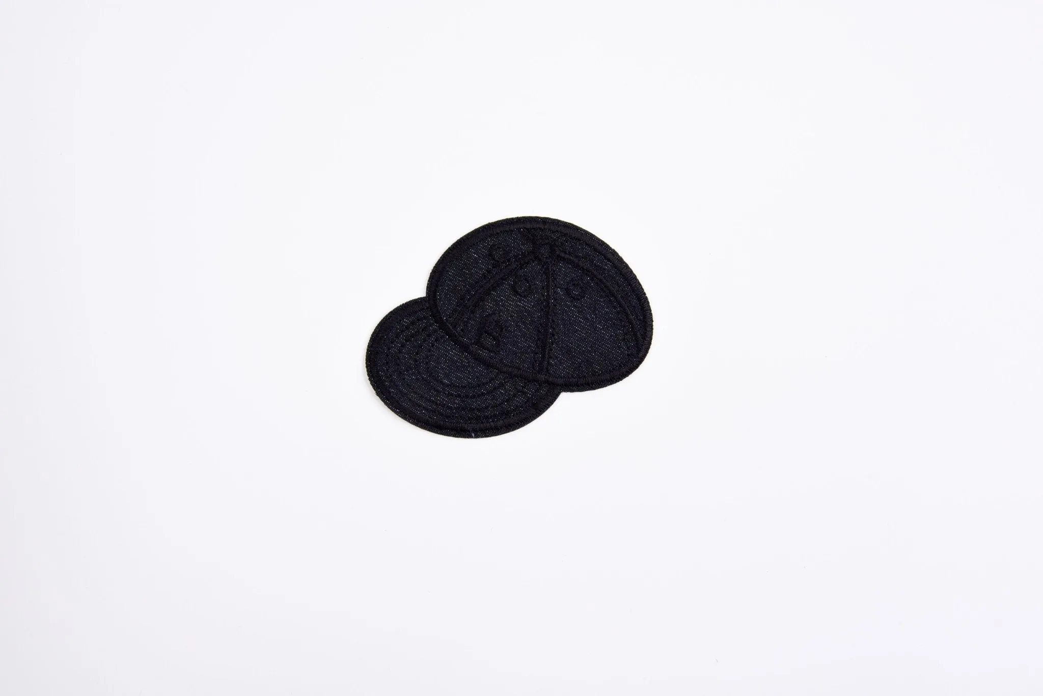 Solid Denim Cap Patch  (2 Pieces Pack) Iron on , Sew on,   Embroidered patches.