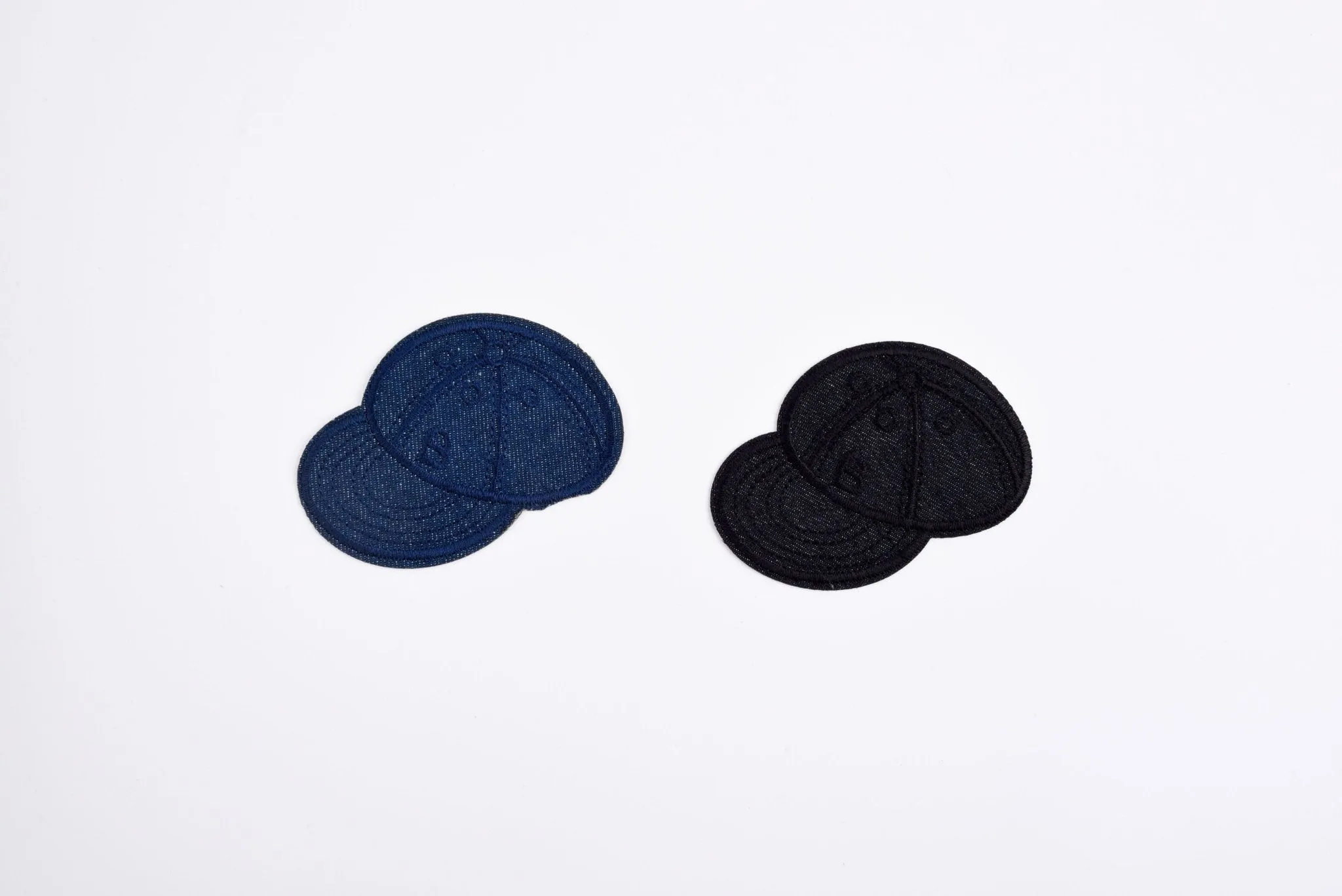 Solid Denim Cap Patch  (2 Pieces Pack) Iron on , Sew on,   Embroidered patches.