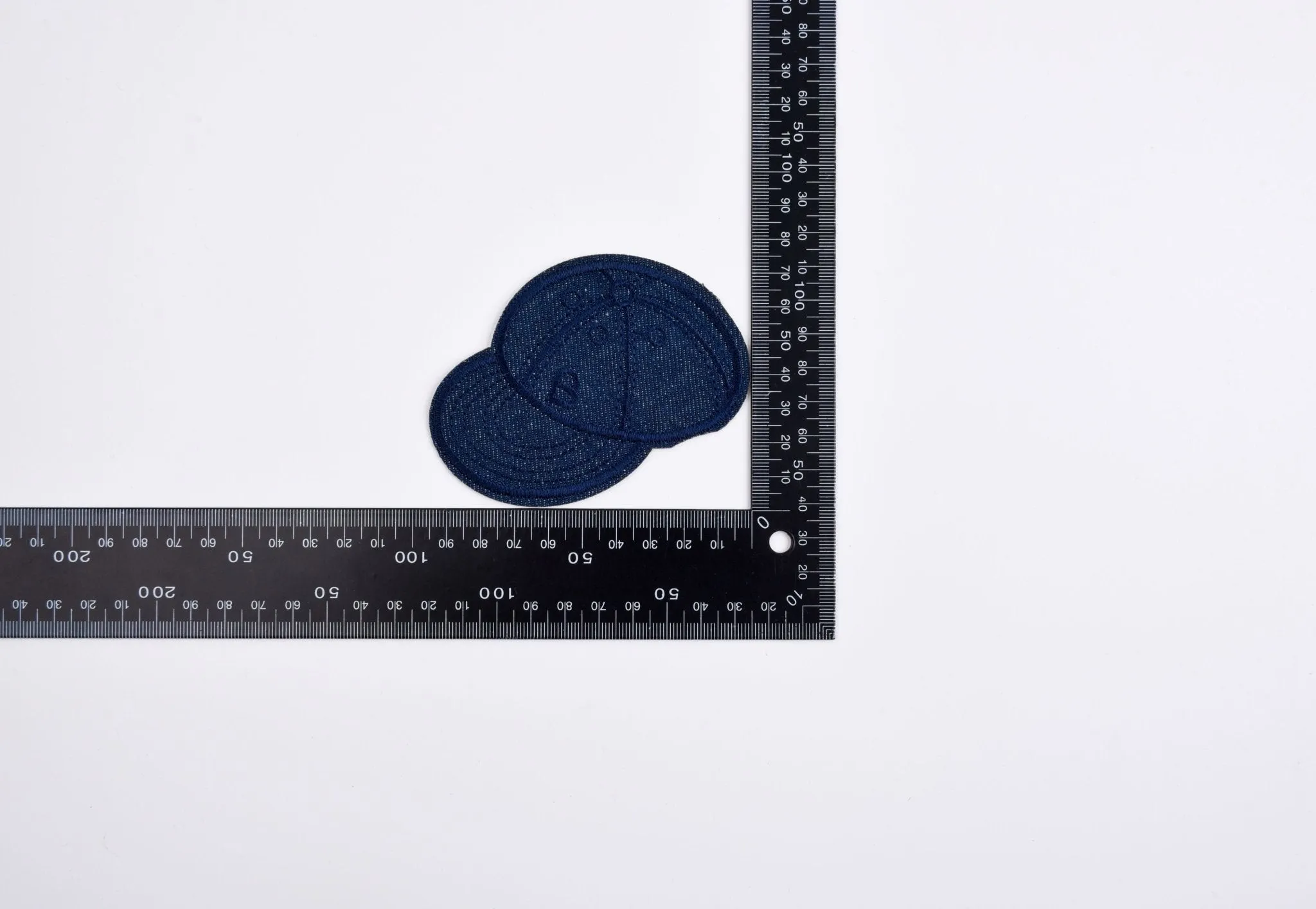 Solid Denim Cap Patch  (2 Pieces Pack) Iron on , Sew on,   Embroidered patches.