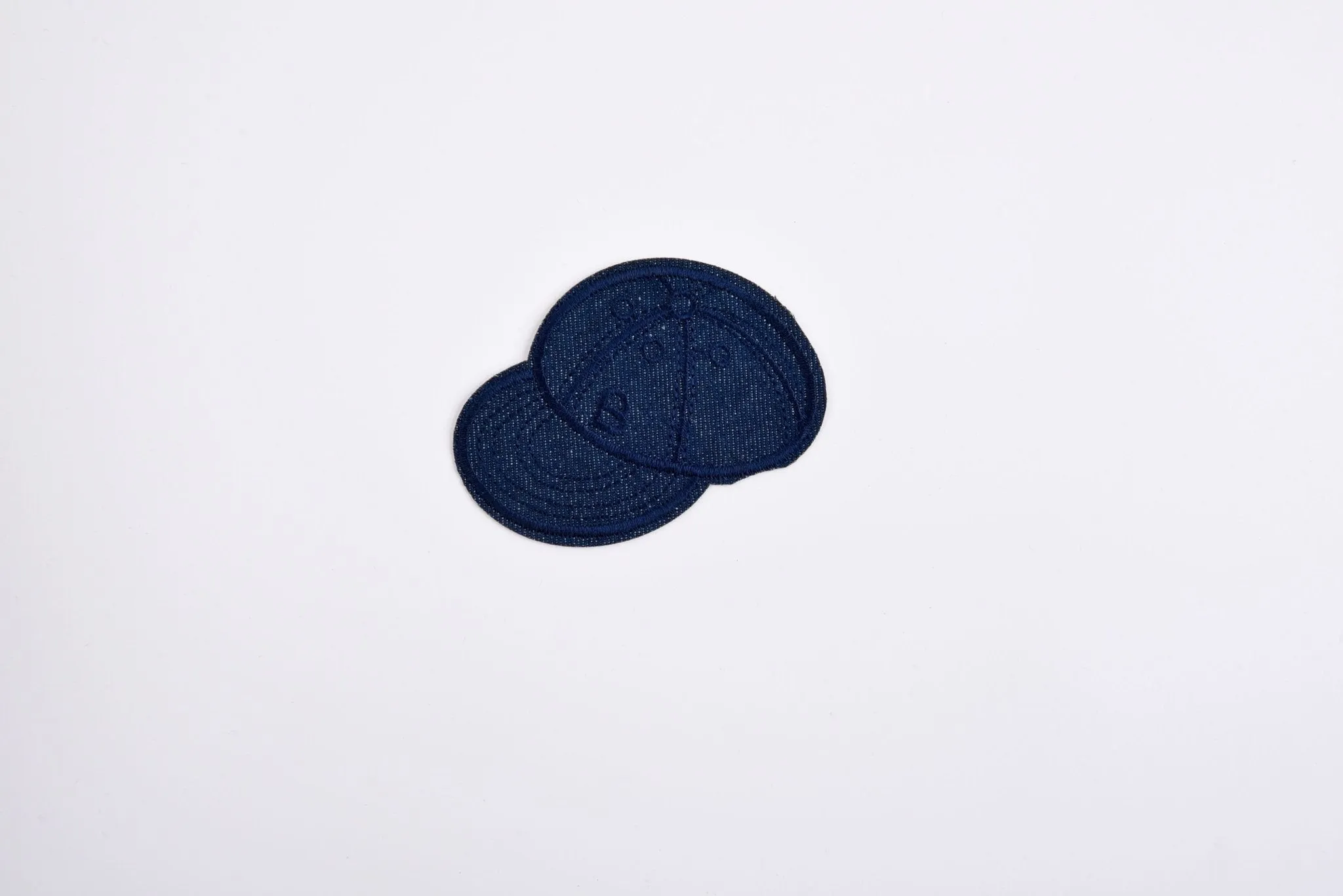 Solid Denim Cap Patch  (2 Pieces Pack) Iron on , Sew on,   Embroidered patches.