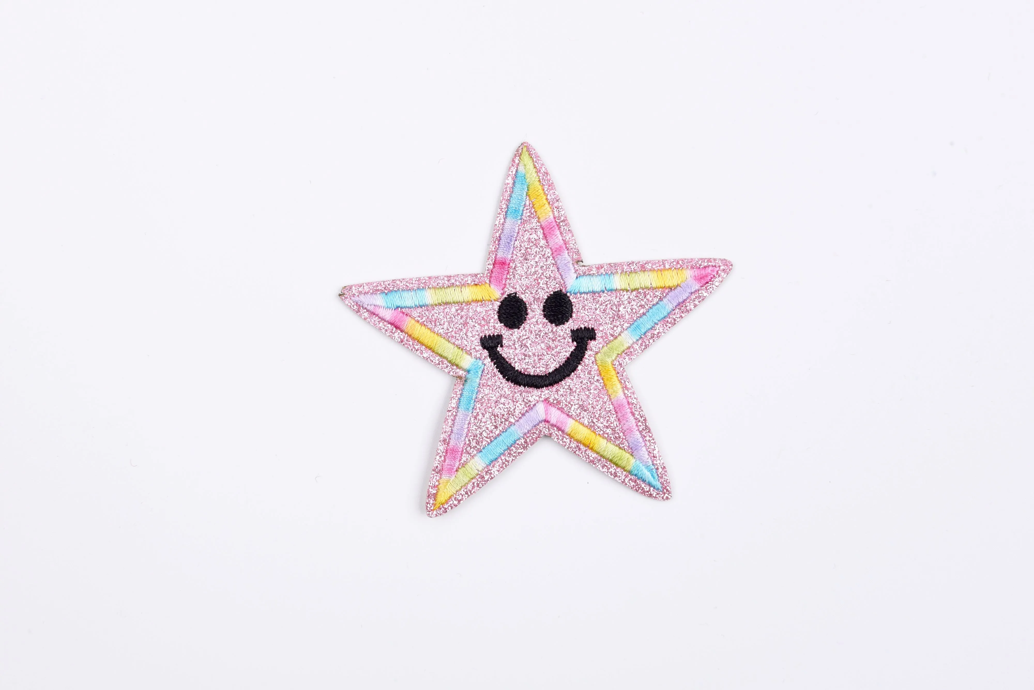 Stars Smiley Face Glitter (2 Pieces Pack) Iron on , Sew on,   Embroidered patches. - GK 47