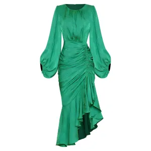 The Emerald Ruched Long Sleeve Dress