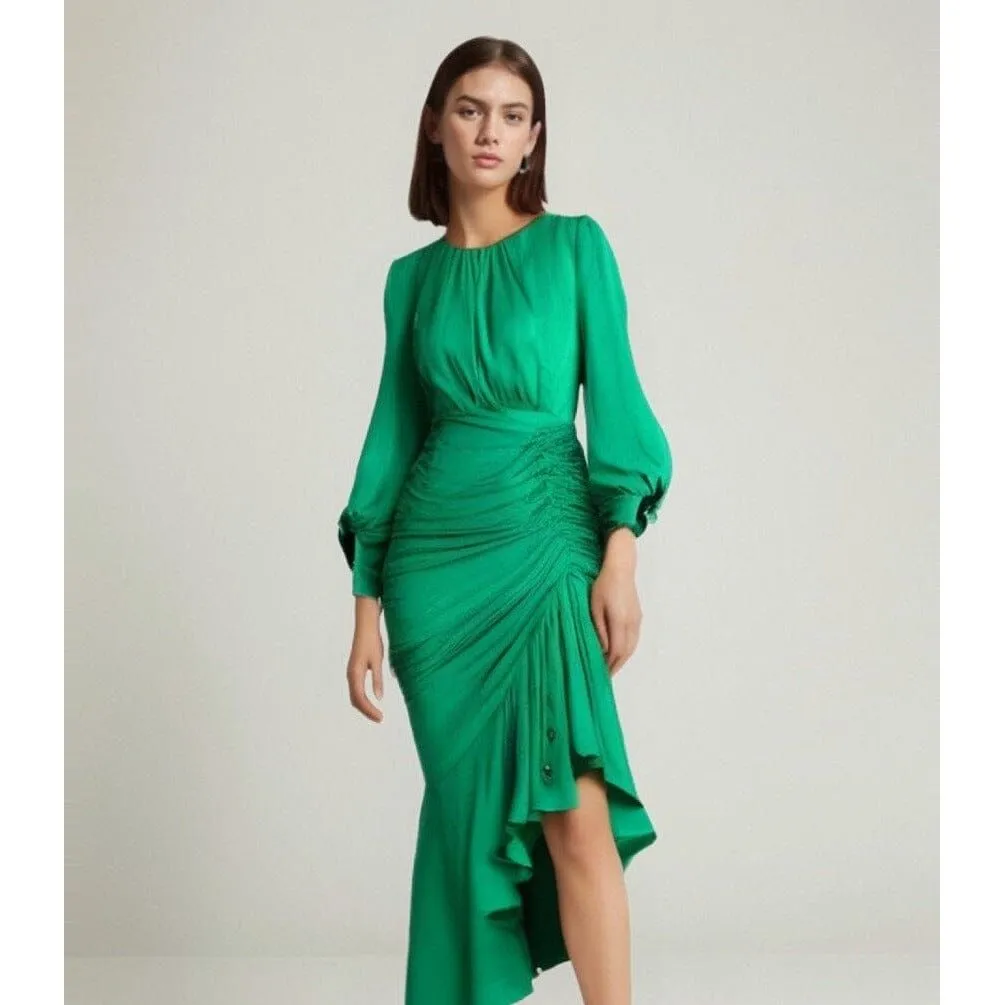 The Emerald Ruched Long Sleeve Dress