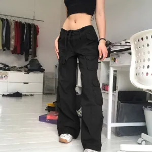 'Trend Killer' Black Baggy Cargo Pants