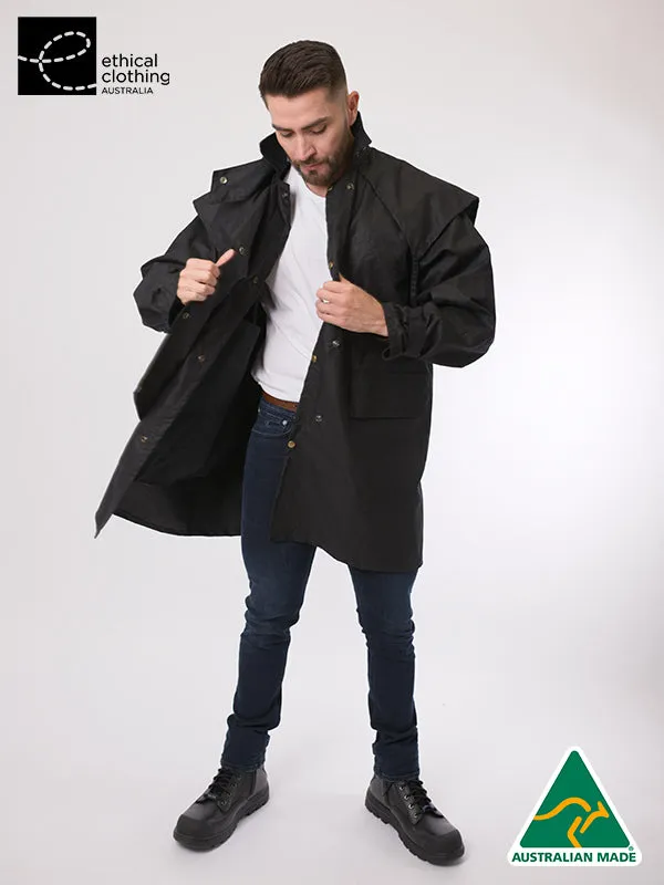 Unisex Oilskin Short Coat with Hood