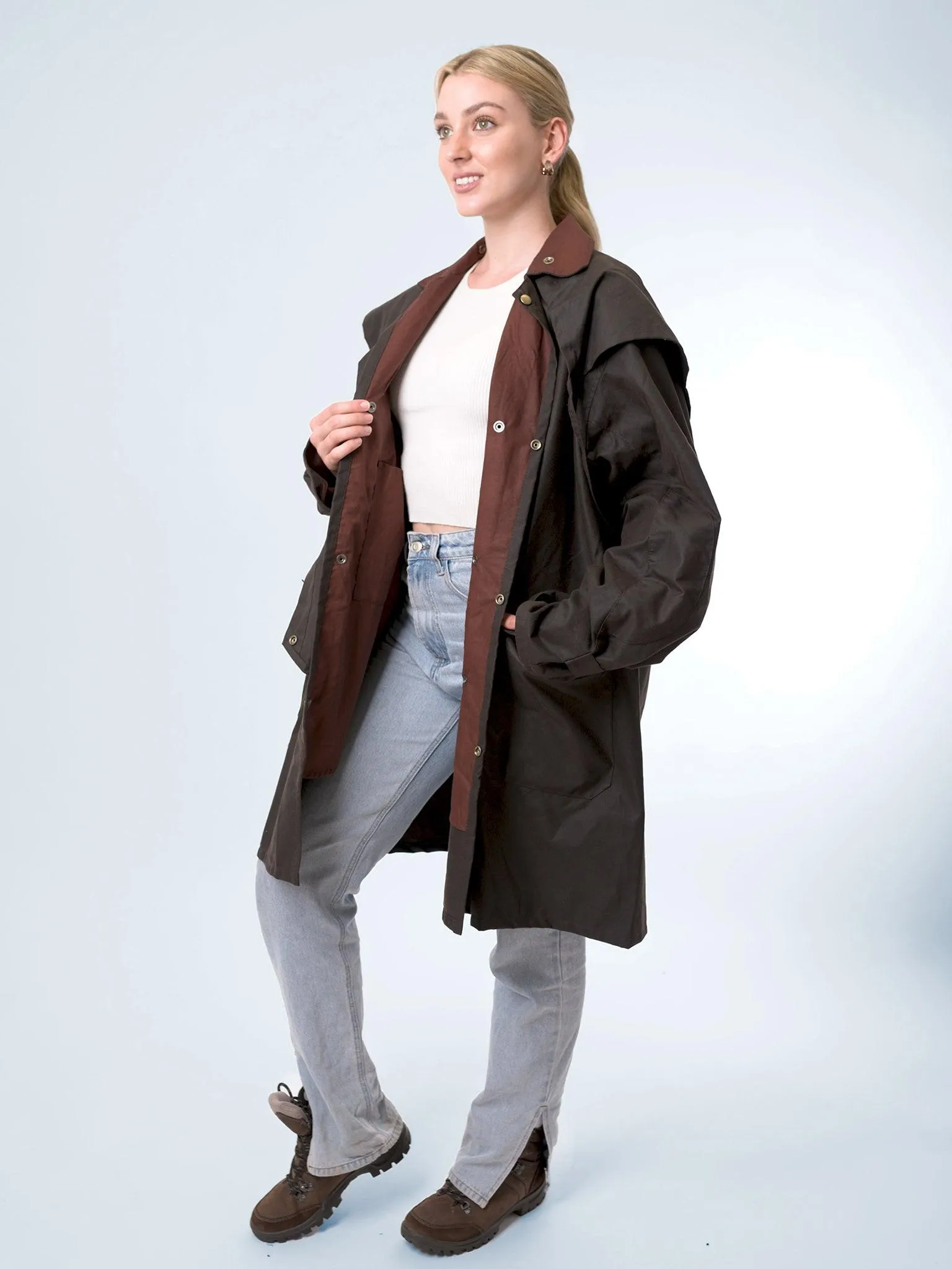 Unisex Oilskin Short Coat with Hood