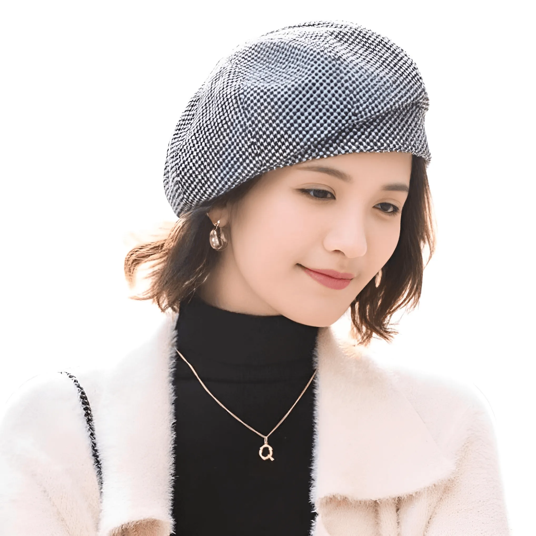 Women's Cotton Plaid Beret