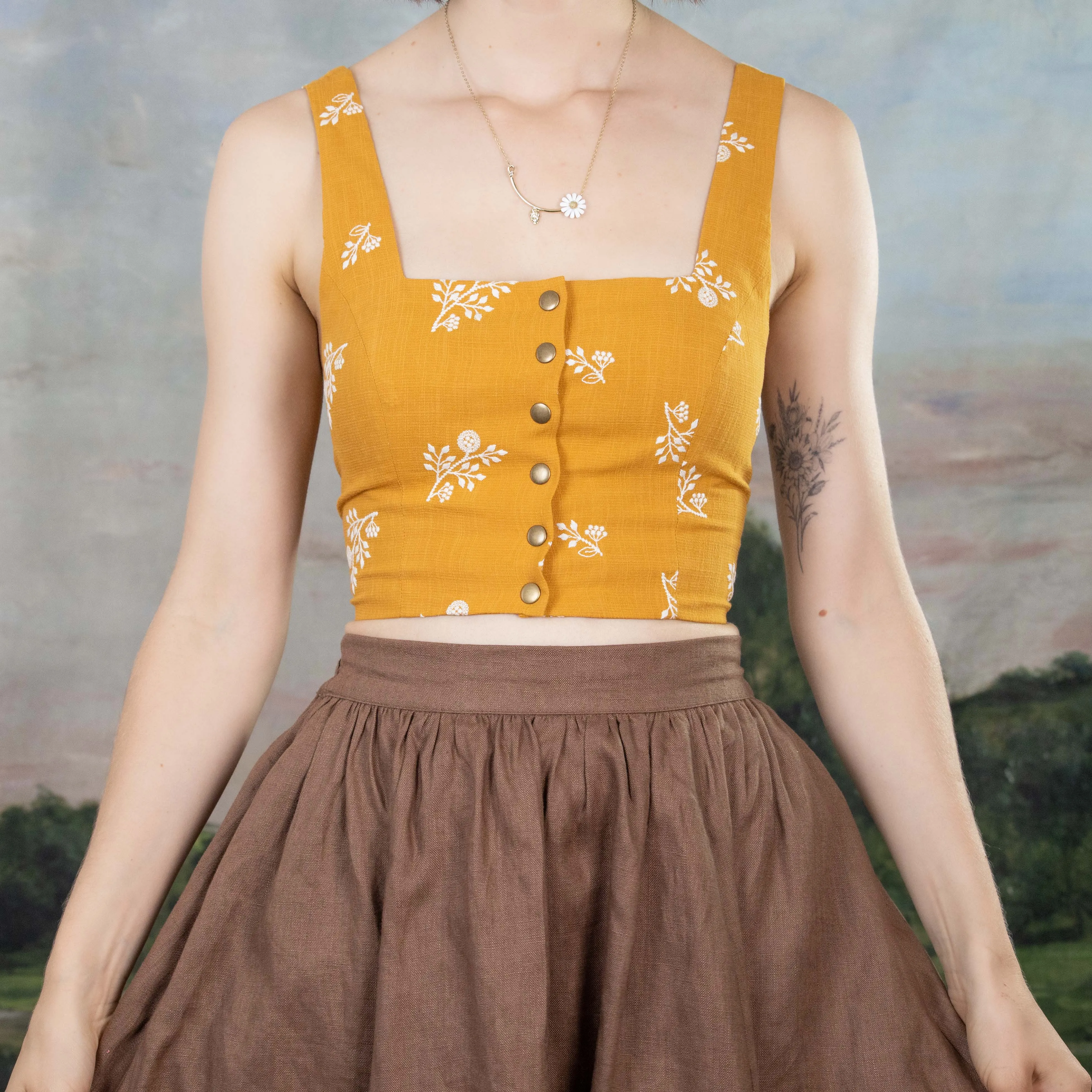 Yellow Floral Dirndl Top