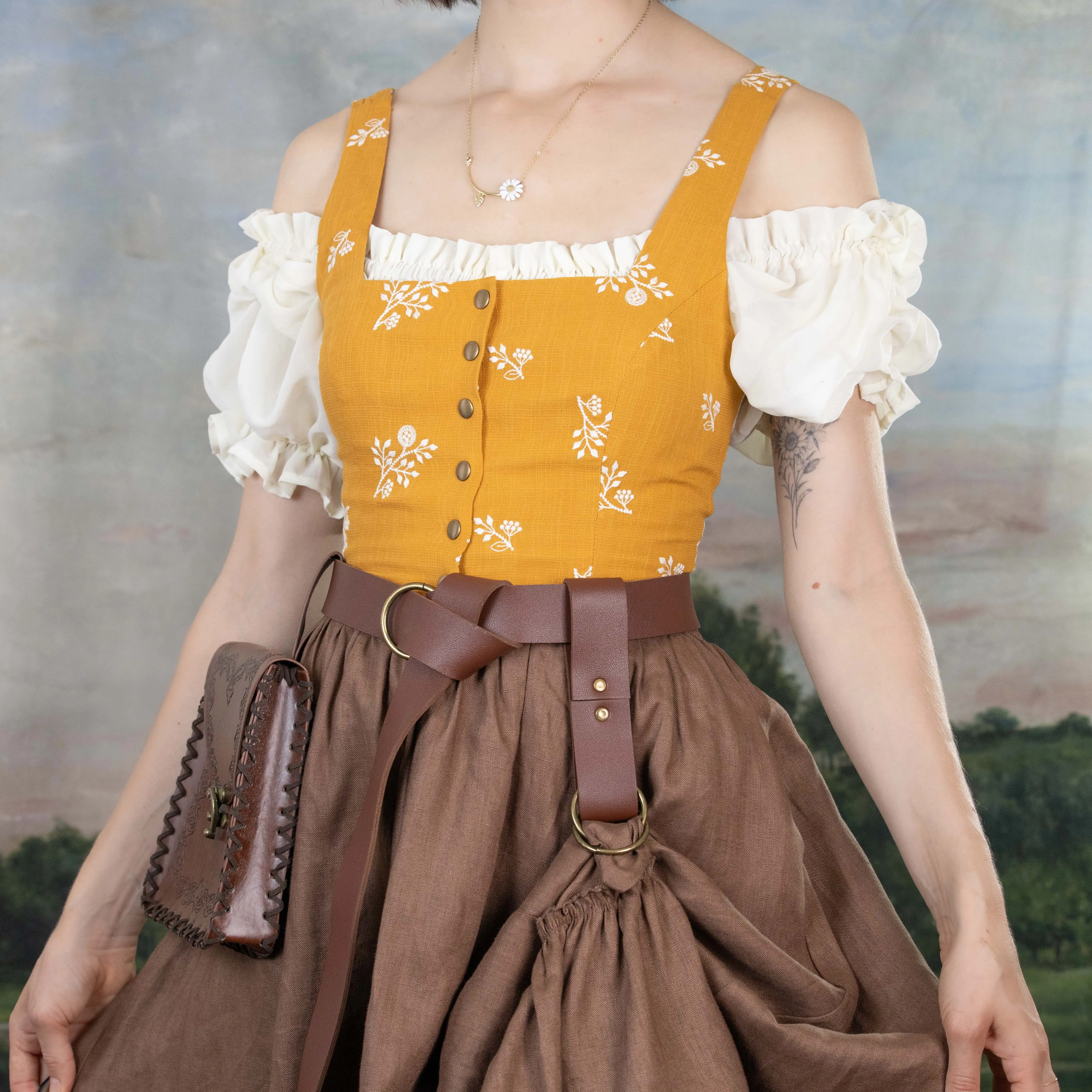 Yellow Floral Dirndl Top