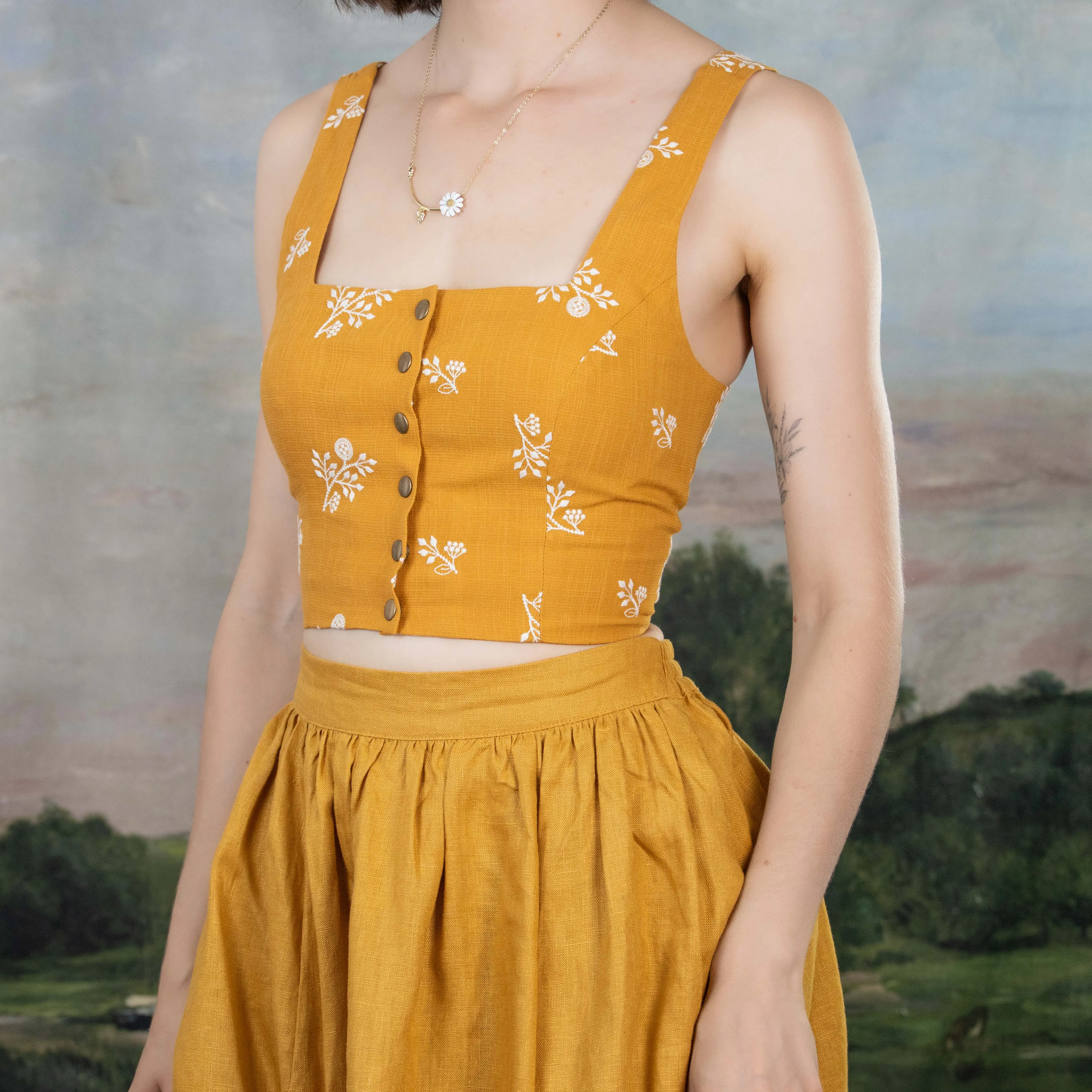 Yellow Floral Dirndl Top